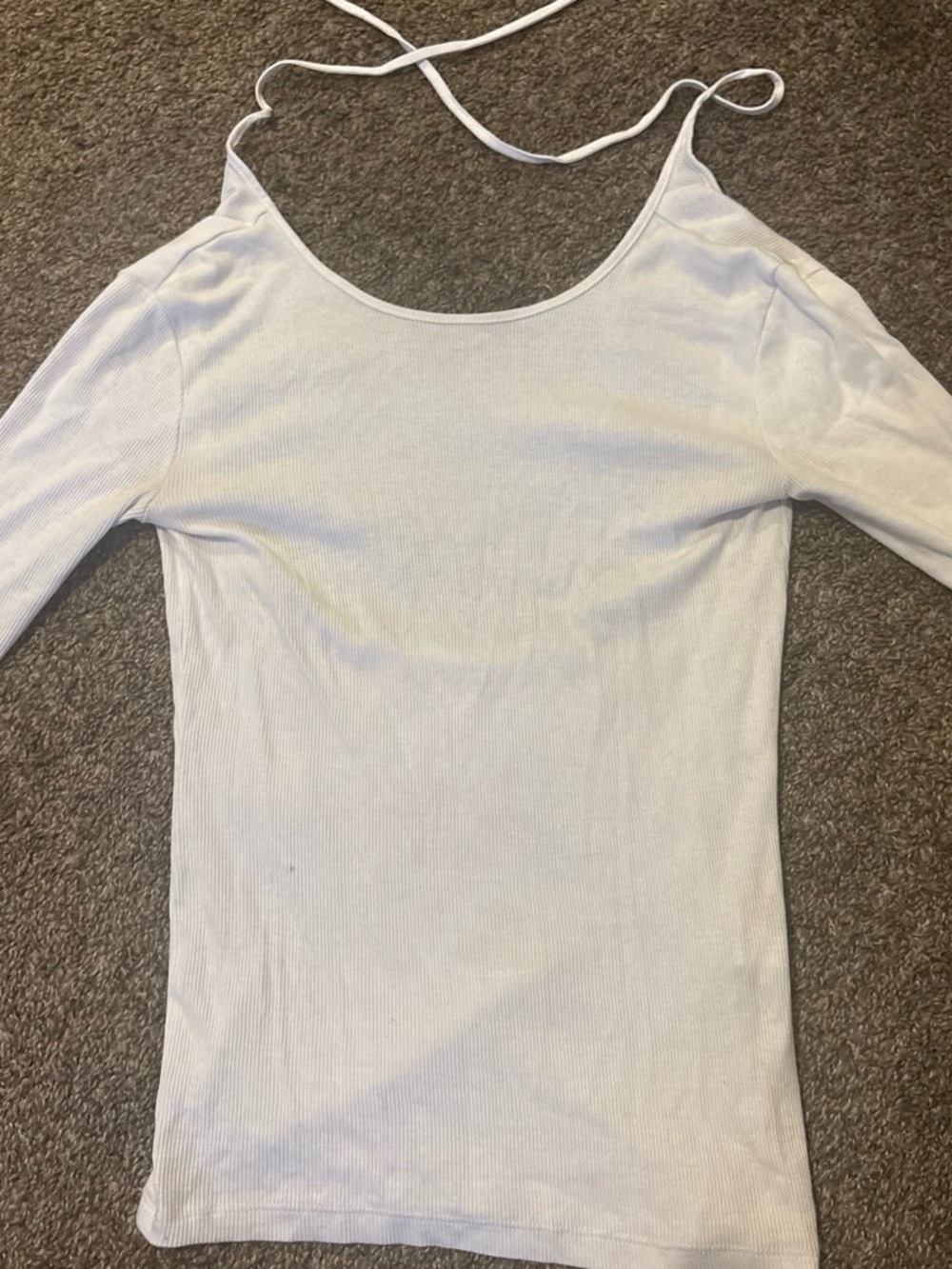 Zara White Ribbed Off-Shoulder Tank with Thin Straps